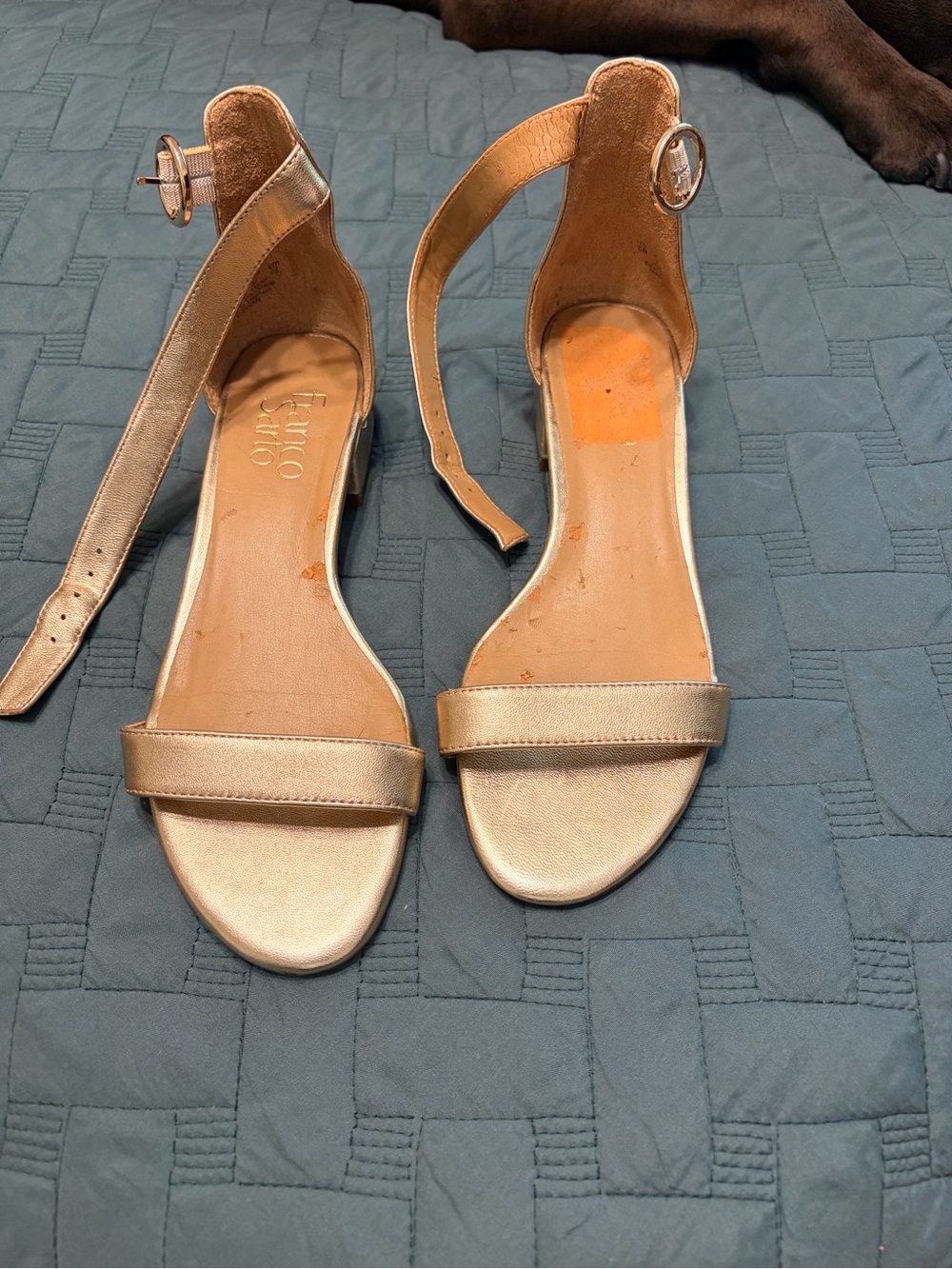 Franco Sarto Metallic Gold Ankle-Strap Sandals